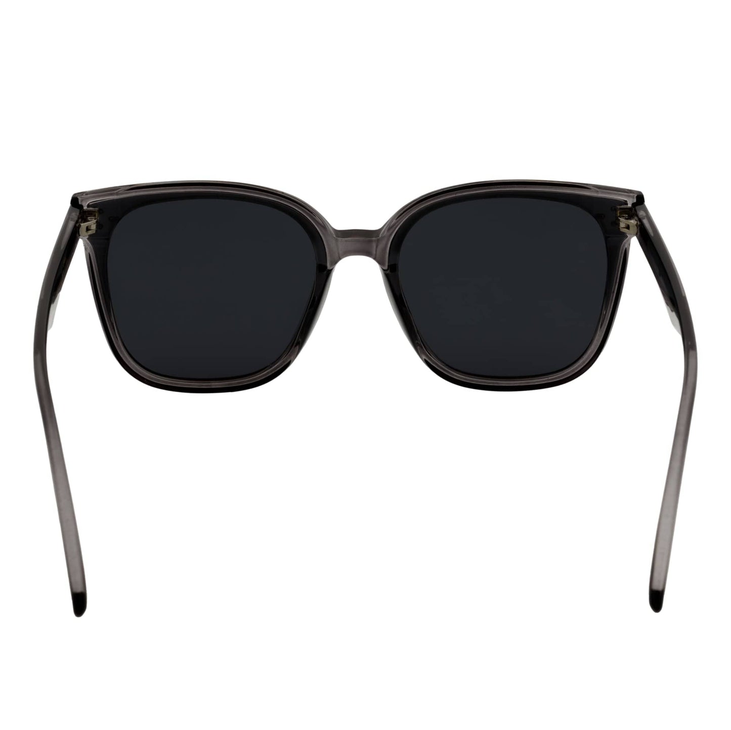 MYA - Polarized Womens Oversize 3 Pin Cat Eye Sunglasses Clear Gray Smoke