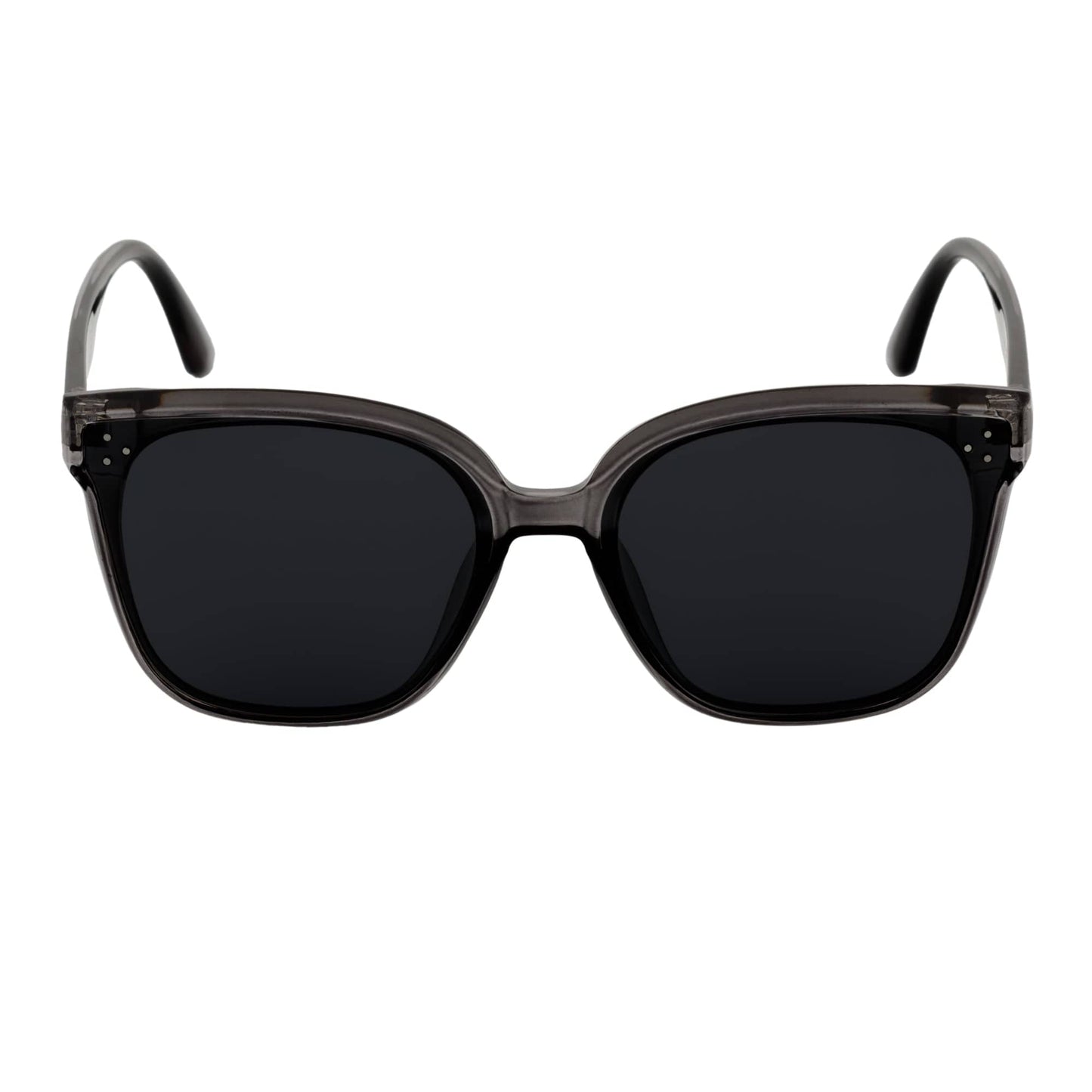 MYA - Polarized Womens Oversize 3 Pin Cat Eye Sunglasses Clear Gray Smoke