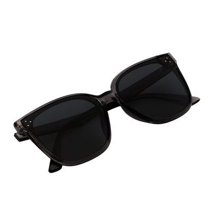 MYA - Polarized Womens Oversize 3 Pin Cat Eye Sunglasses Clear Gray Smoke