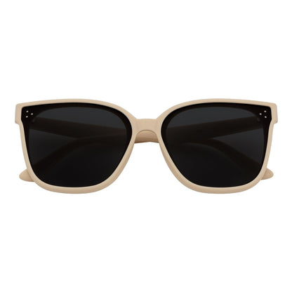 MYA - Polarized Womens Oversize 3 Pin Cat Eye Sunglasses Creme Smoke