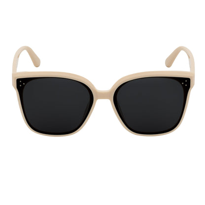 MYA - Polarized Womens Oversize 3 Pin Cat Eye Sunglasses Creme Smoke