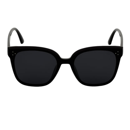 MYA - Polarized Womens Oversize 3 Pin Cat Eye Sunglasses Gloss Black Smoke