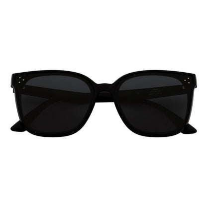 MYA - Polarized Womens Oversize 3 Pin Cat Eye Sunglasses Gloss Black Smoke