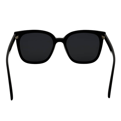 MYA - Polarized Womens Oversize 3 Pin Cat Eye Sunglasses Gloss Black Smoke