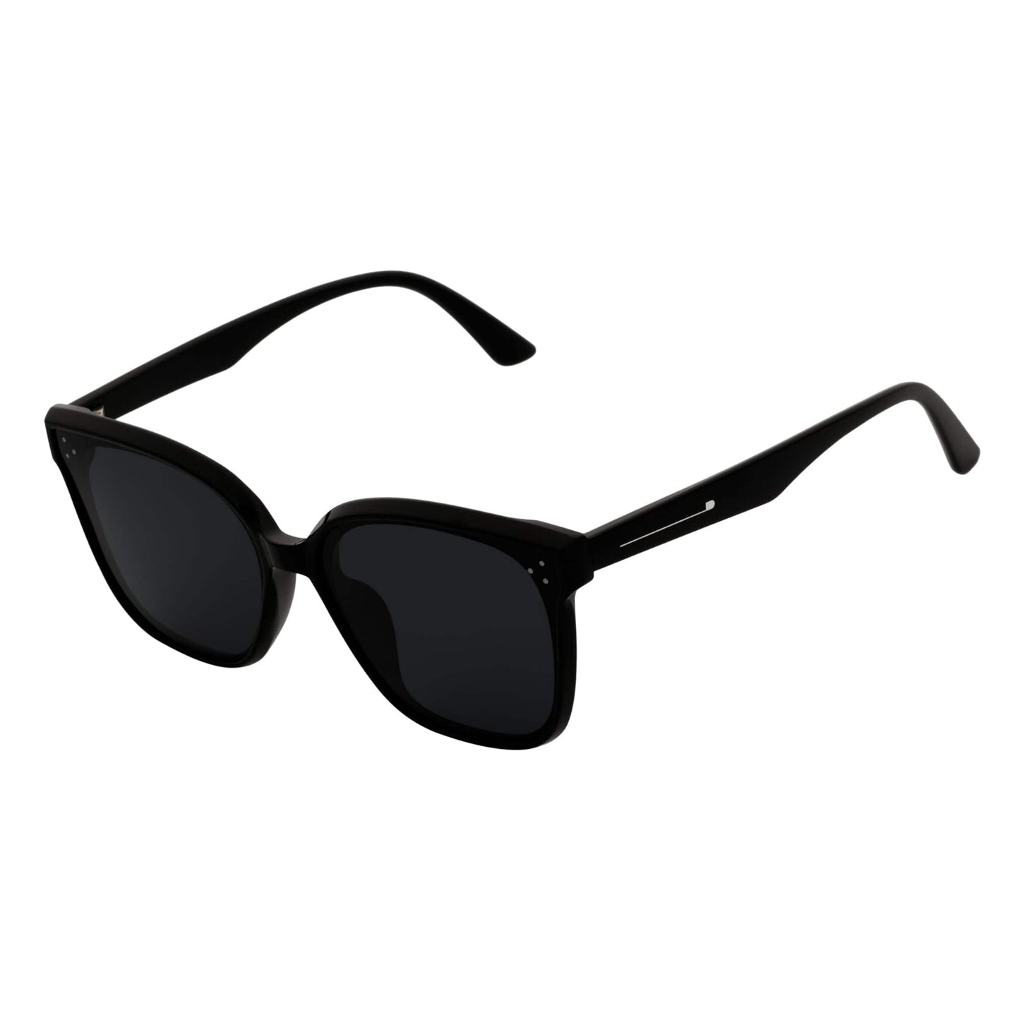 MYA - Polarized Womens Oversize 3 Pin Cat Eye Sunglasses Gloss Black Smoke