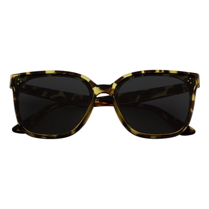MYA - Polarized Womens Oversize 3 Pin Cat Eye Sunglasses Green Tortoise Smoke