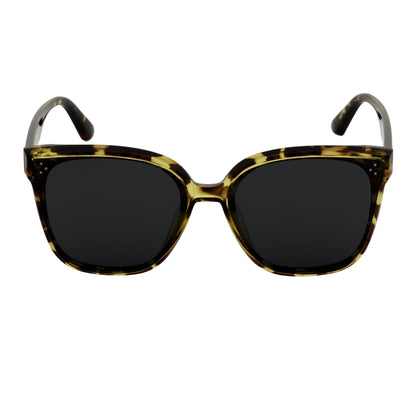 MYA - Polarized Womens Oversize 3 Pin Cat Eye Sunglasses Green Tortoise Smoke