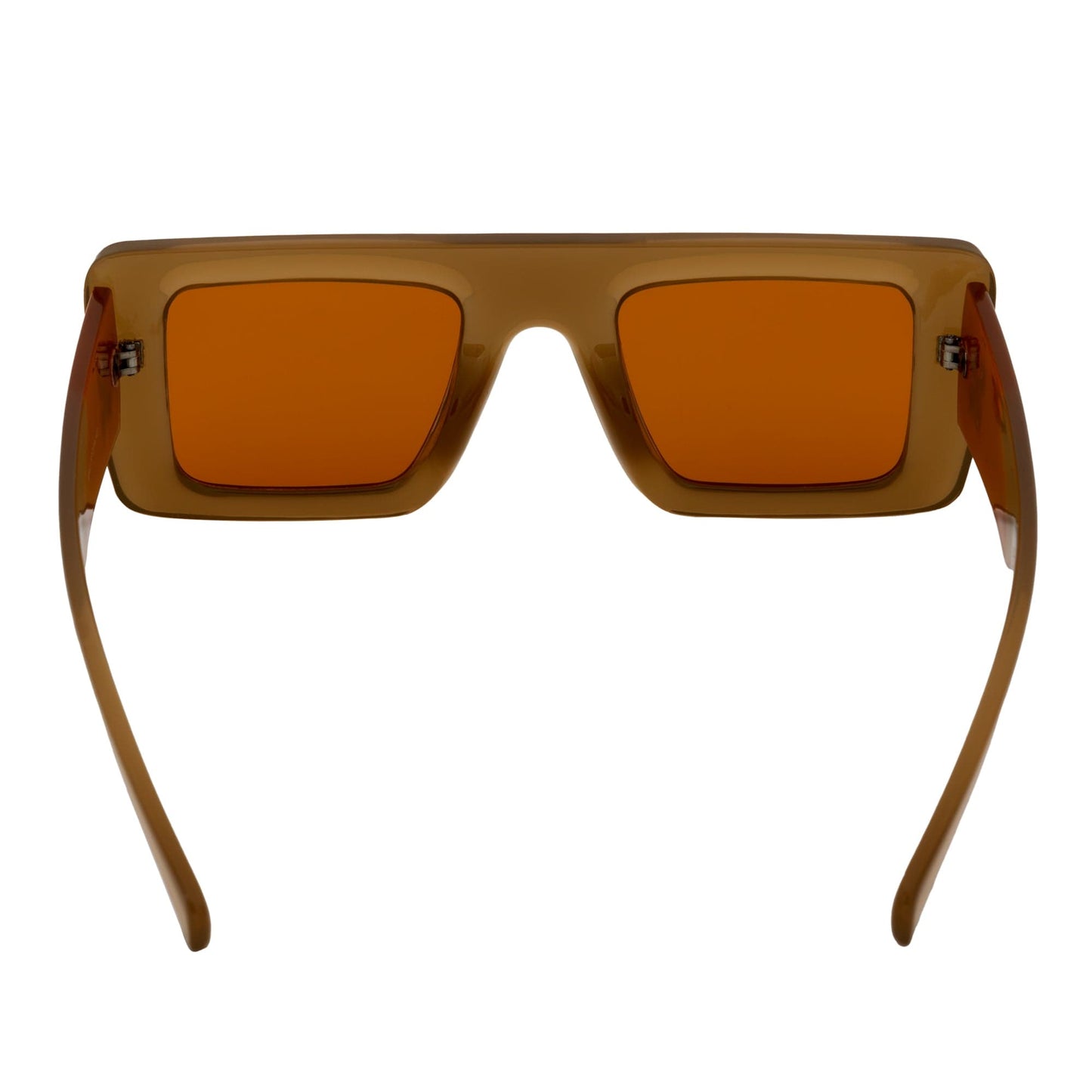 OFFSET - Two-Tone Retro Thick Rectangle Sunglasses Beige-Orange Orange Tint