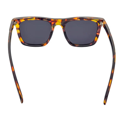 OXFORD - Square Horn Rimmed Sunglasses Metal Accent Tortoise Shell Smoke