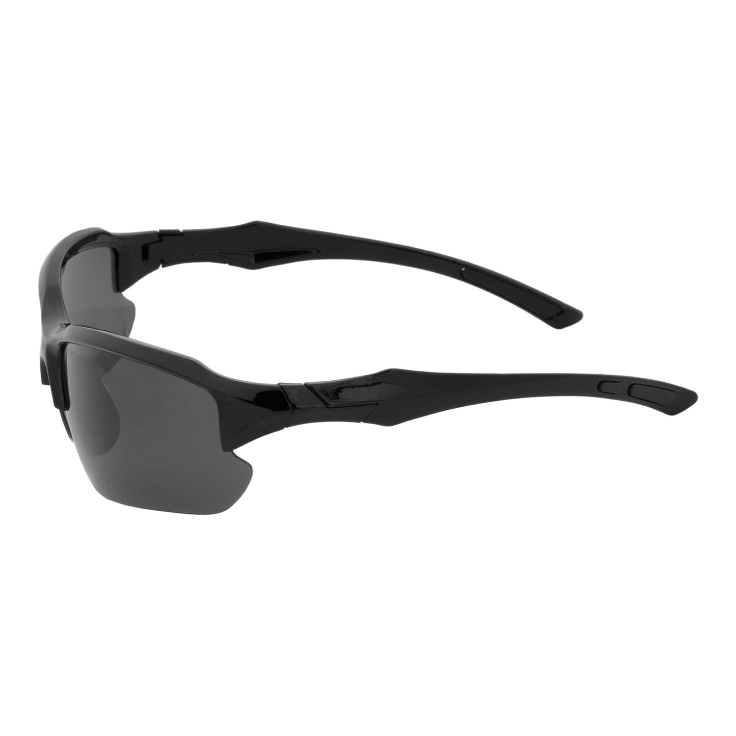 PACIFIC - Polarized Rimless Half Frame Sports Wraparound Sunglasses Gloss Black Smoke