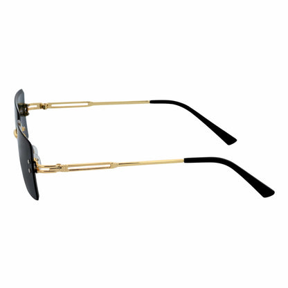 PREMIERE - Luxury 90s Small Metal Rimless Rectangle Sunglasses Gold Smoke Tint
