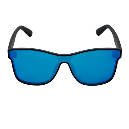 PRIME TIME - Polarized Flat Lens Sunglasses Matte Black Blue Mirror