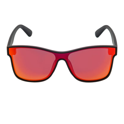 PRIME TIME - Polarized Flat Lens Sunglasses Matte Black Red Mirror