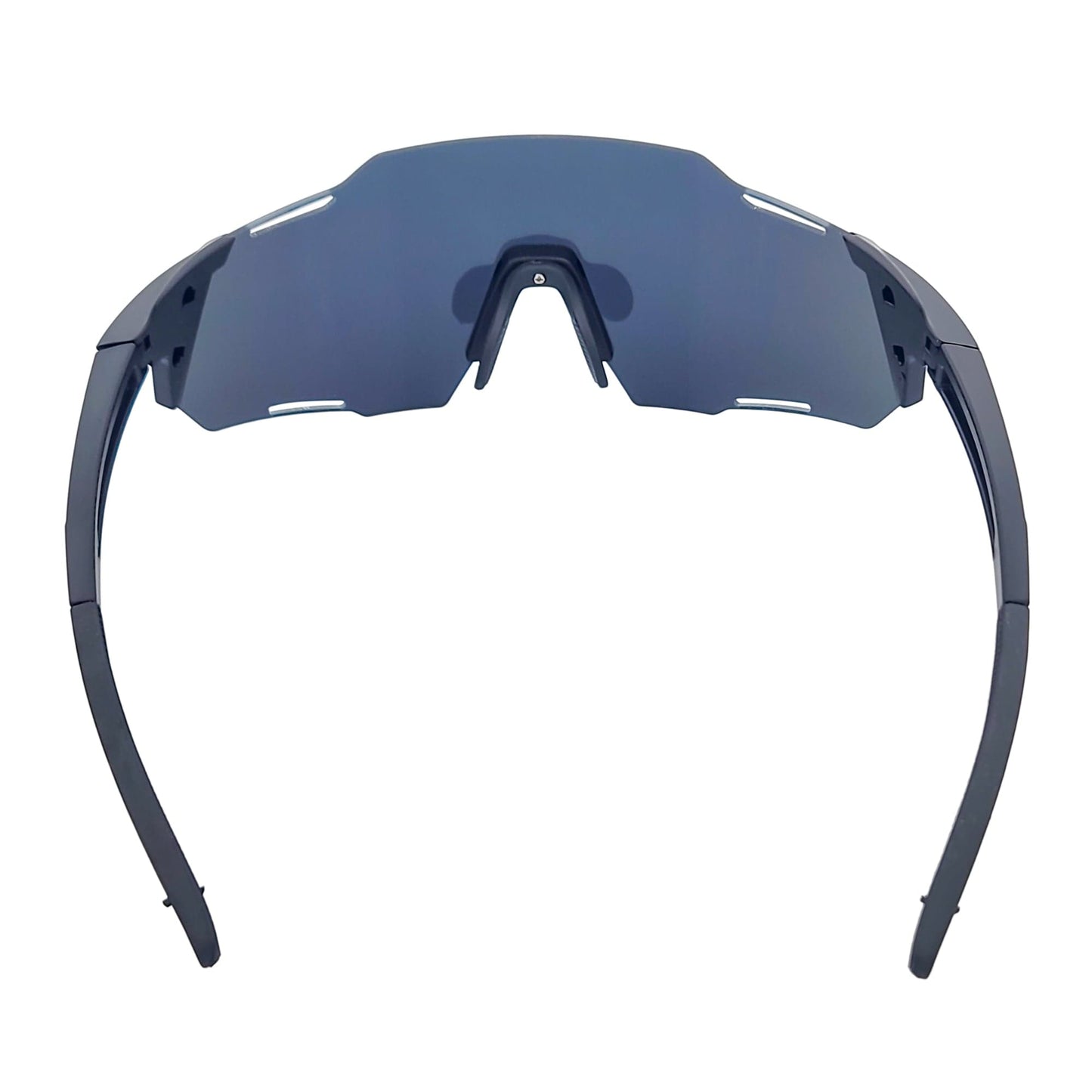 RAZER - Large Sports Wraparound Rimless Shield Sunglasses Black Yellow Mirror