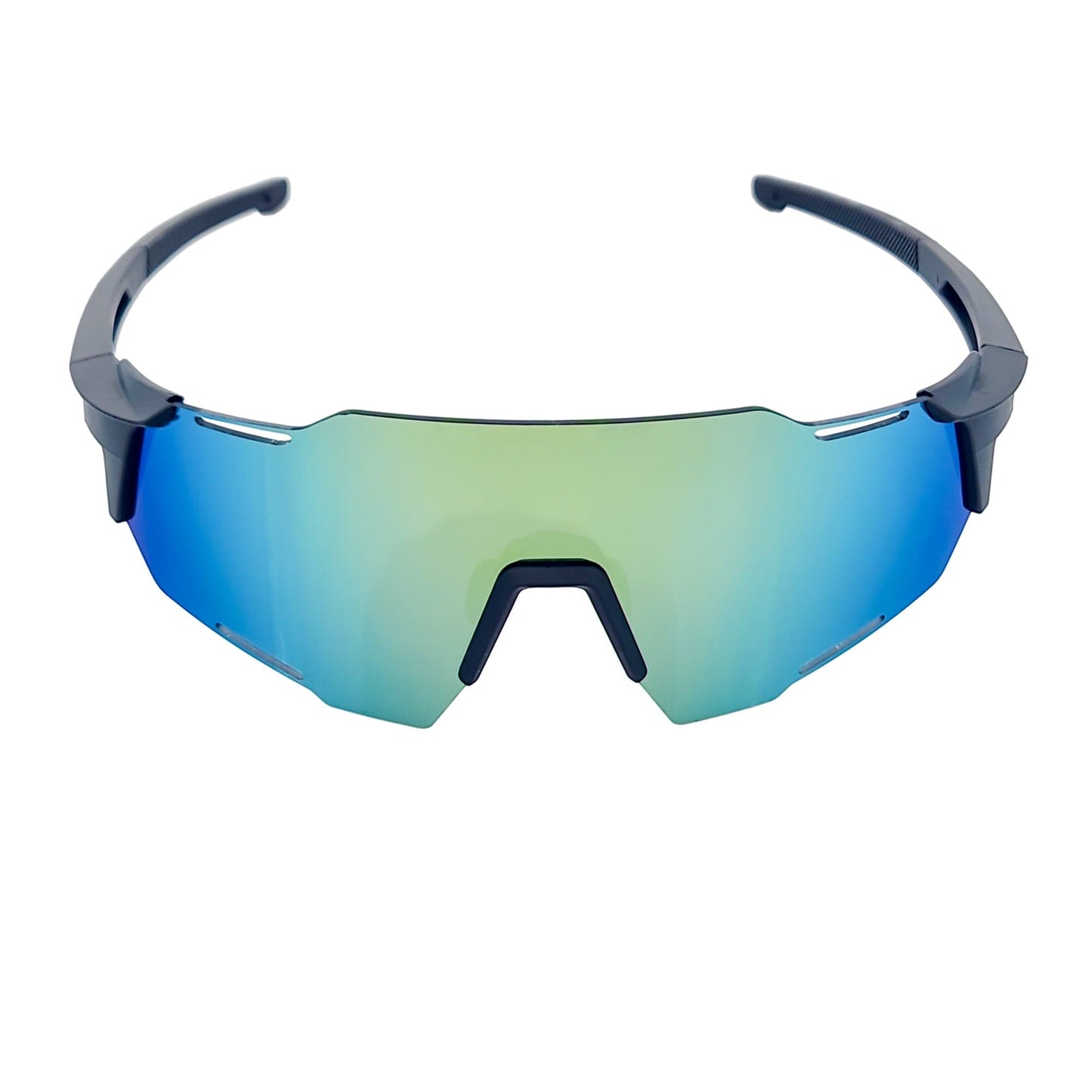 RAZER - Large Sports Wraparound Rimless Shield Sunglasses Black Yellow Mirror