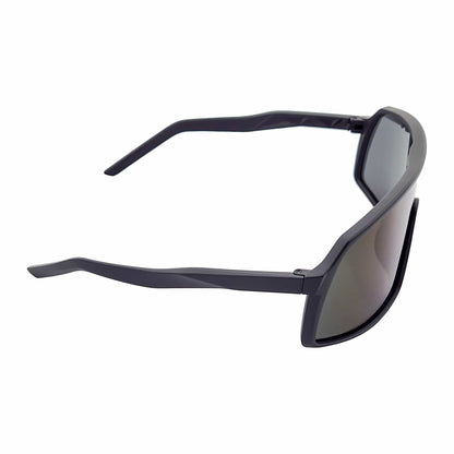 SENTRY - Large Sports Shield Sunglasses Matte Black Blue Mirror
