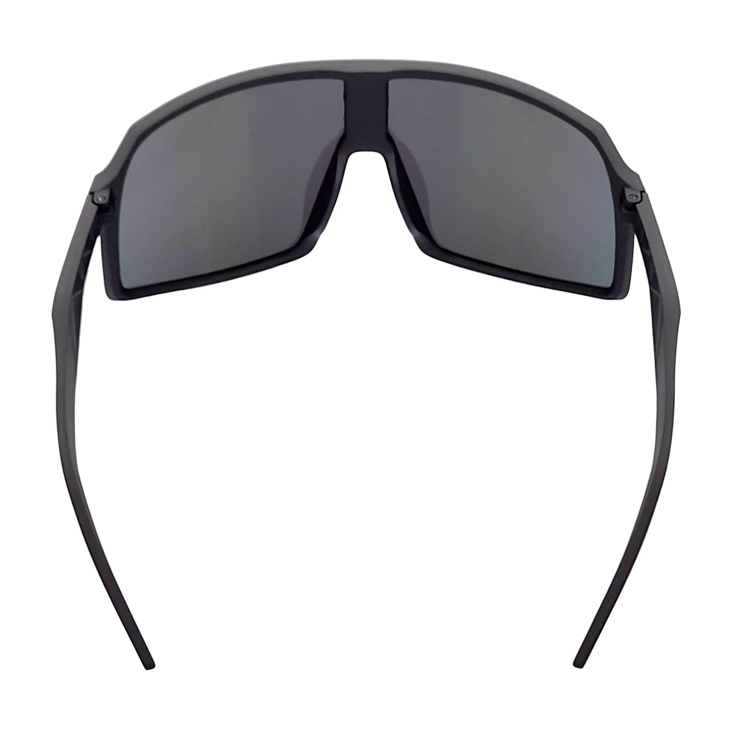 SENTRY - Large Sports Shield Sunglasses Matte Black Green-Blue Mirror