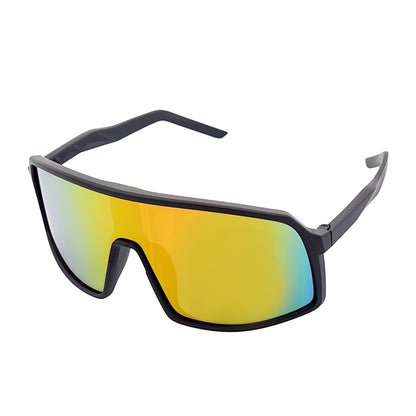 SENTRY - Large Sports Shield Sunglasses Matte Black Orange Mirror