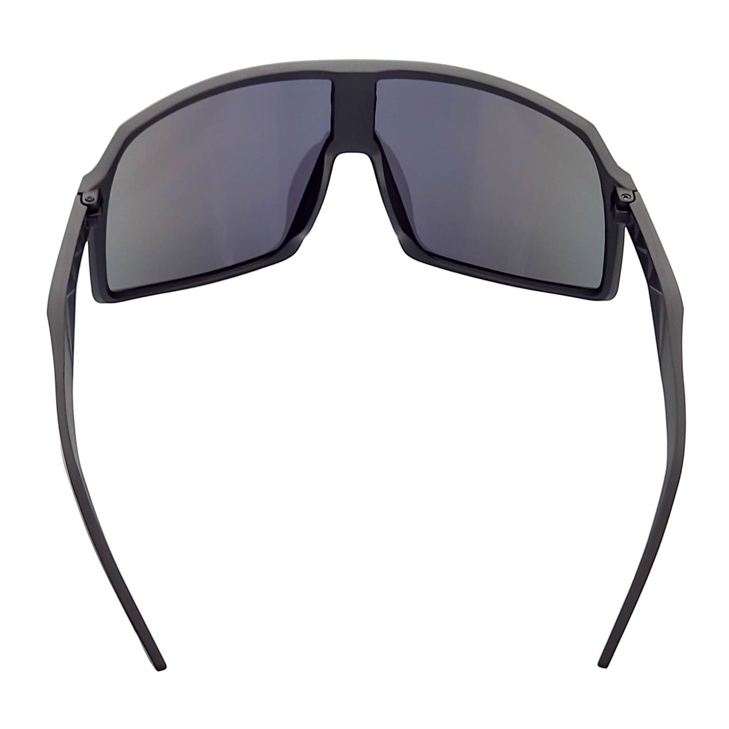 SENTRY - Large Sports Shield Sunglasses Matte Black Yellow-Blue Mirror