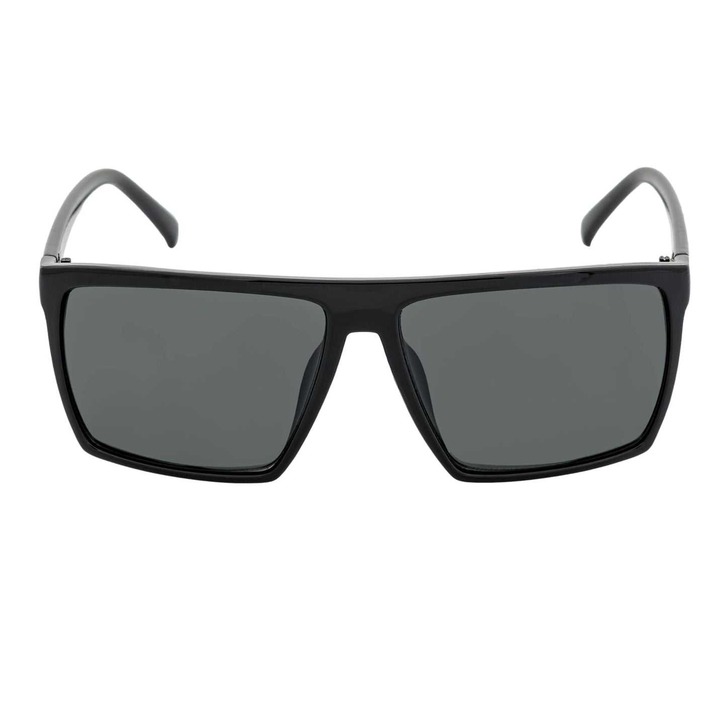 SKOL - Thin Modern Flat Top Square Sunglasses Gloss Black Dark Smoke Tint