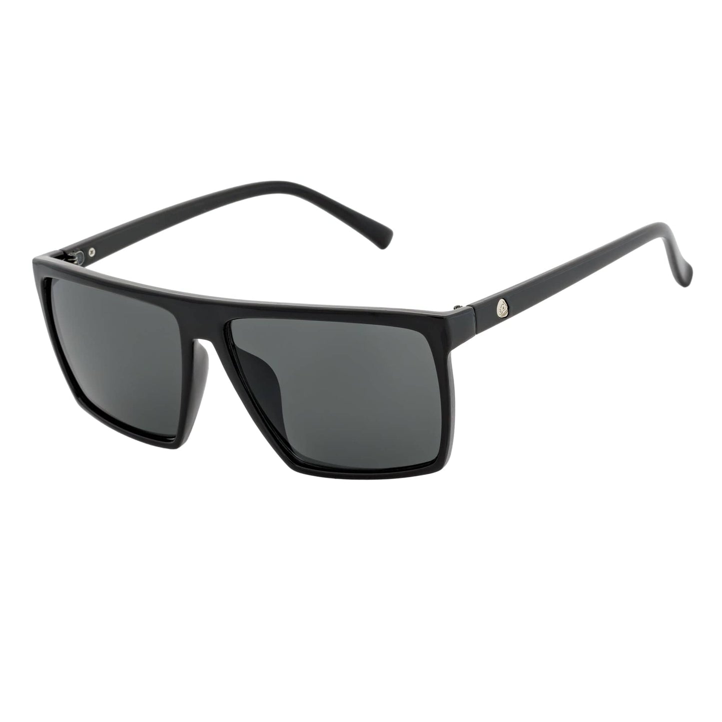 SKOL - Thin Modern Flat Top Square Sunglasses Gloss Black Dark Smoke Tint