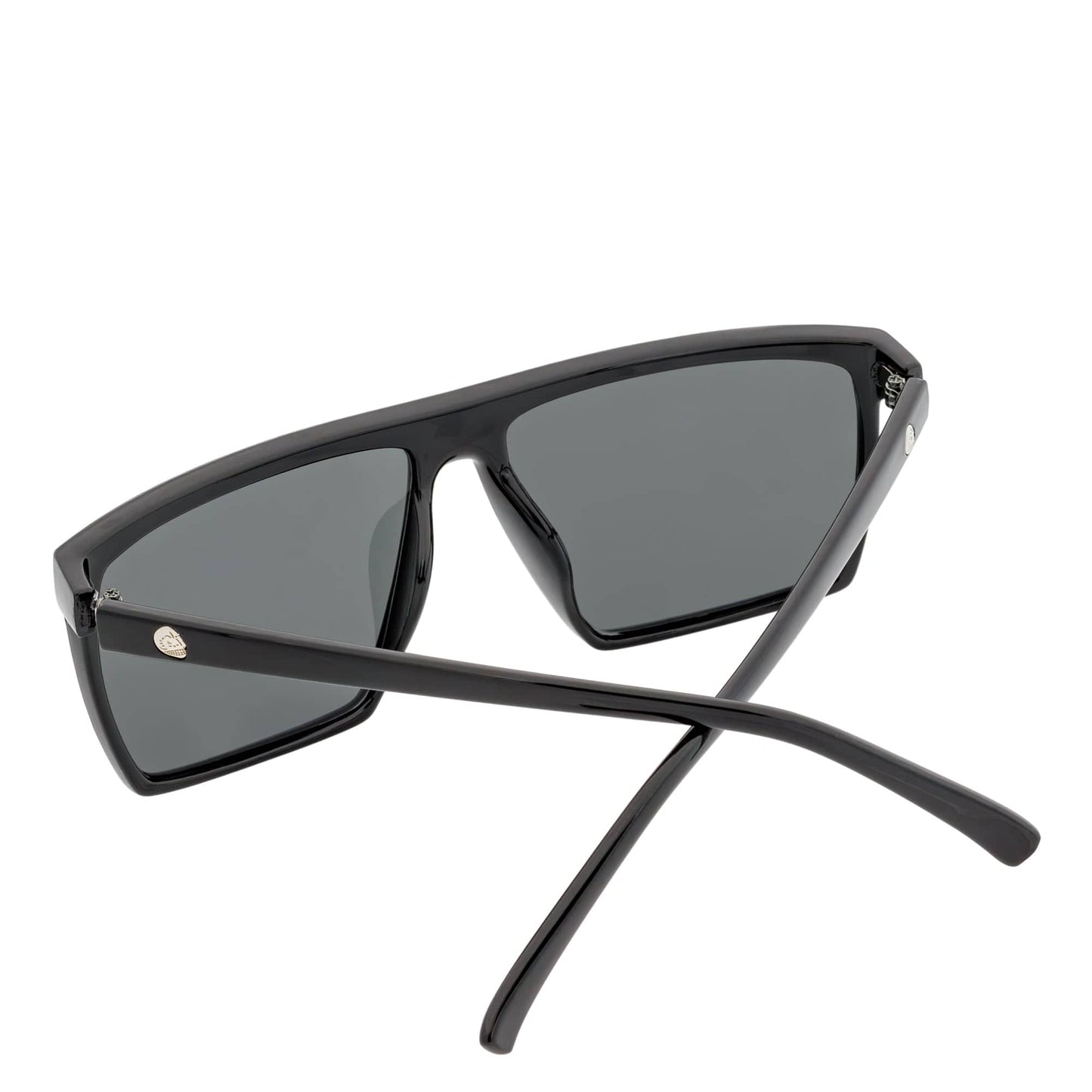 SKOL - Thin Modern Flat Top Square Sunglasses Gloss Black Dark Smoke Tint