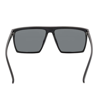 SKOL - Thin Modern Flat Top Square Sunglasses Gloss Black Dark Smoke Tint