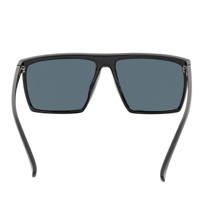 SKOL - Thin Modern Flat Top Square Sunglasses Gloss Black Yellow Mirror