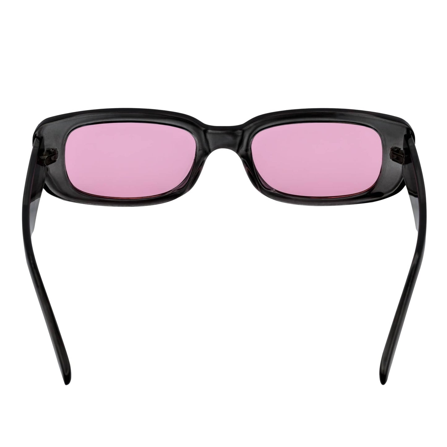 SLIM - Retro 90s Slim Small Rectangle Sunglasses Crystal Clear Pink Tint