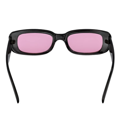 SLIM - Retro 90s Slim Small Rectangle Sunglasses Crystal Clear Pink Tint