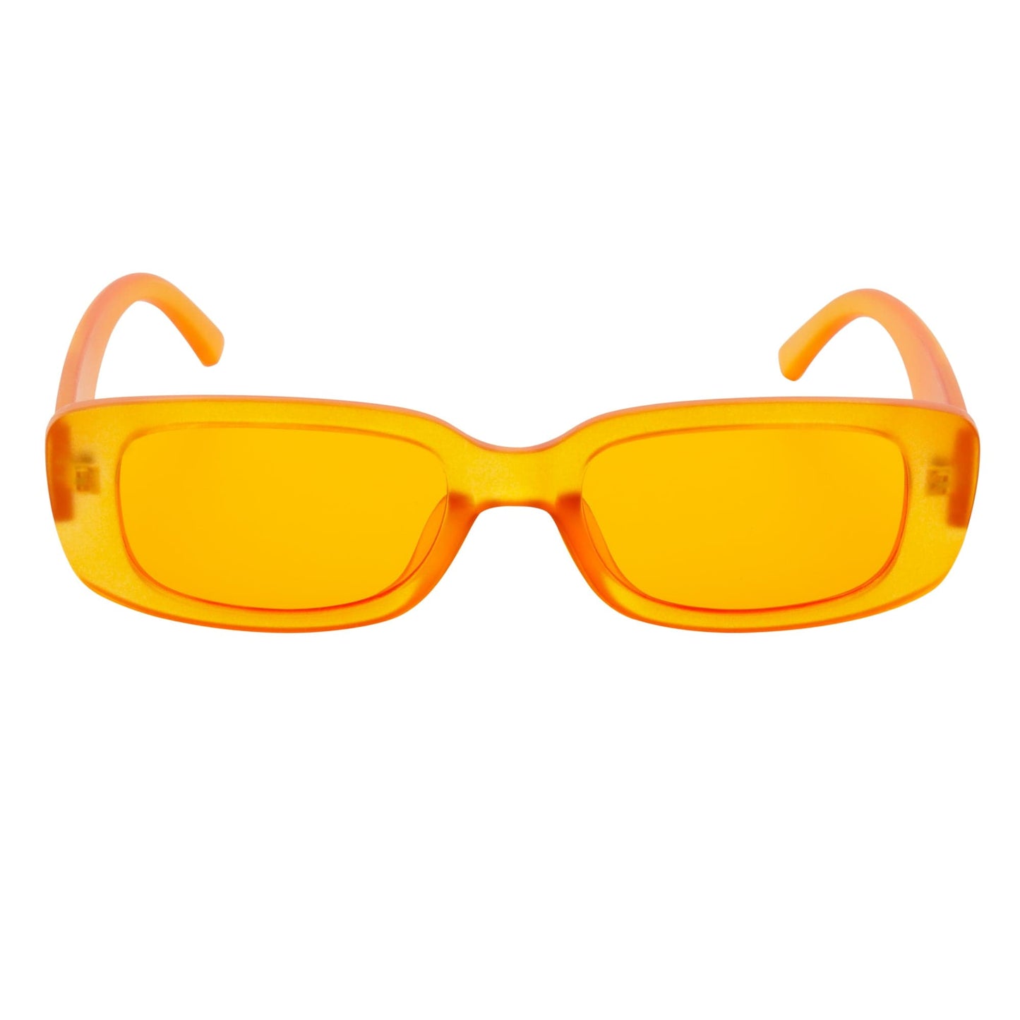 SLIM - Retro 90s Slim Small Rectangle Sunglasses Orange Frame Orange Lens