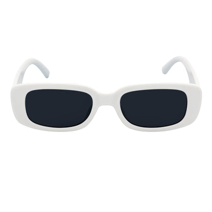 SLIM - Retro 90s Slim Small Rectangle Sunglasses White Smoke Tint
