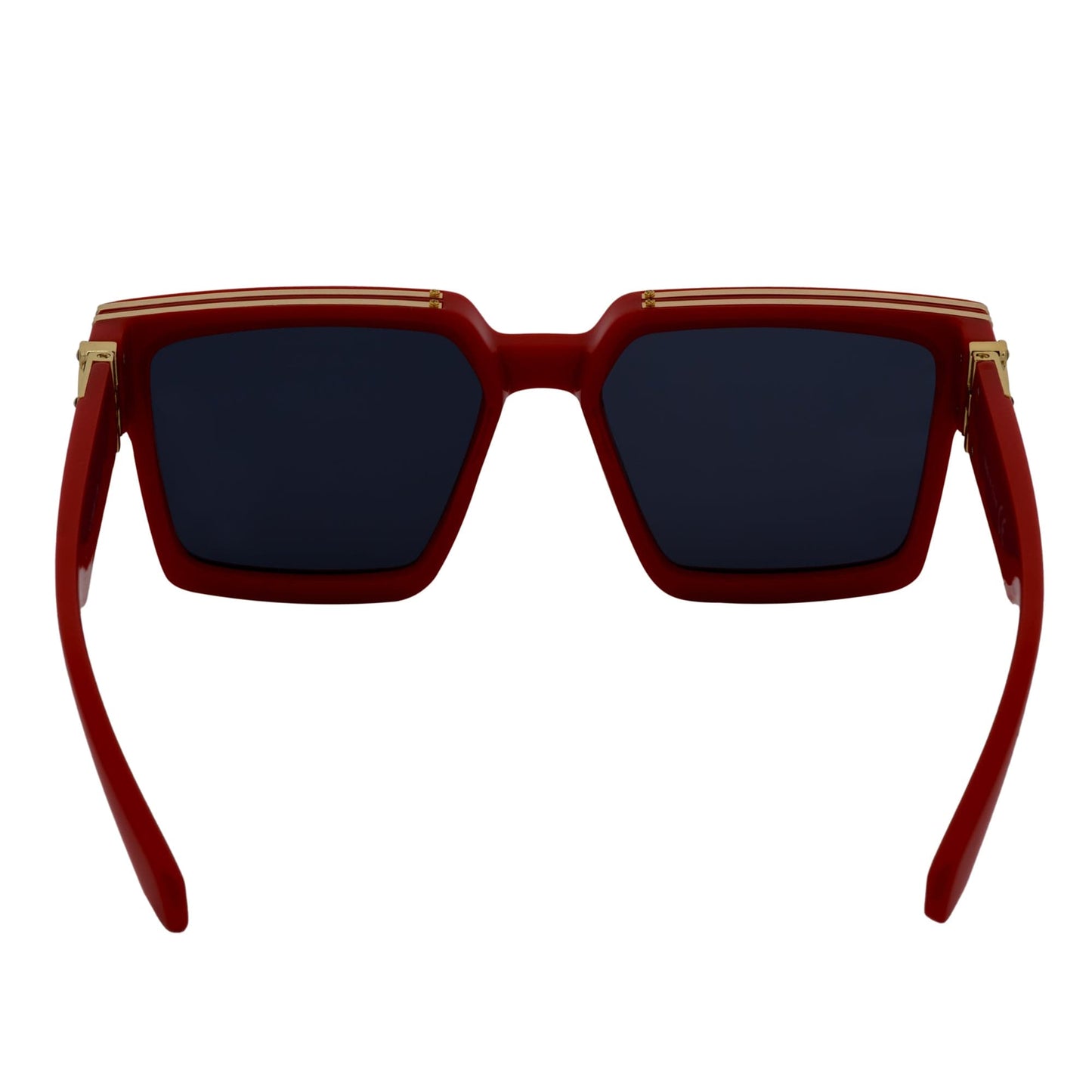TWO BILLION - Large Horn Rimmed Fashion Square Sunglasses Gloss Red-Gold Smoke