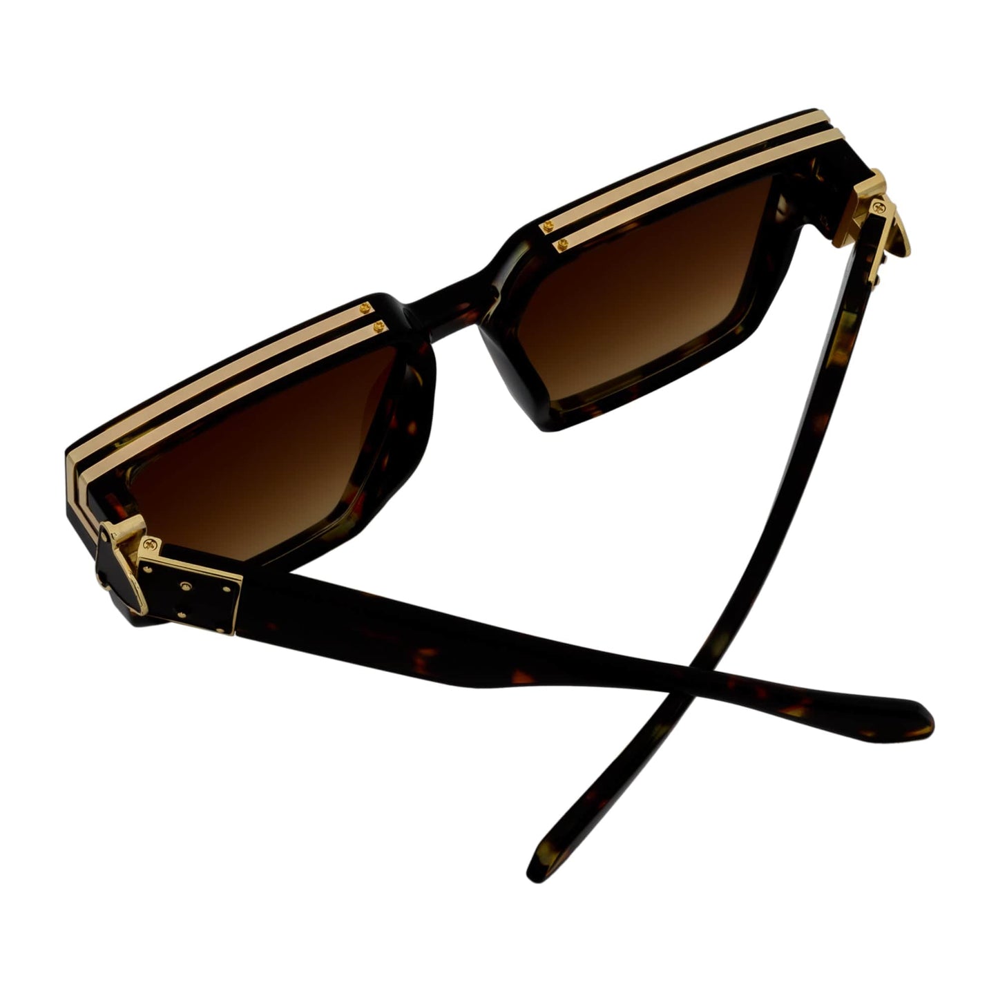 TWO BILLION - Large Horn Rimmed Square Fashion Sunglasses Tortoise Amber