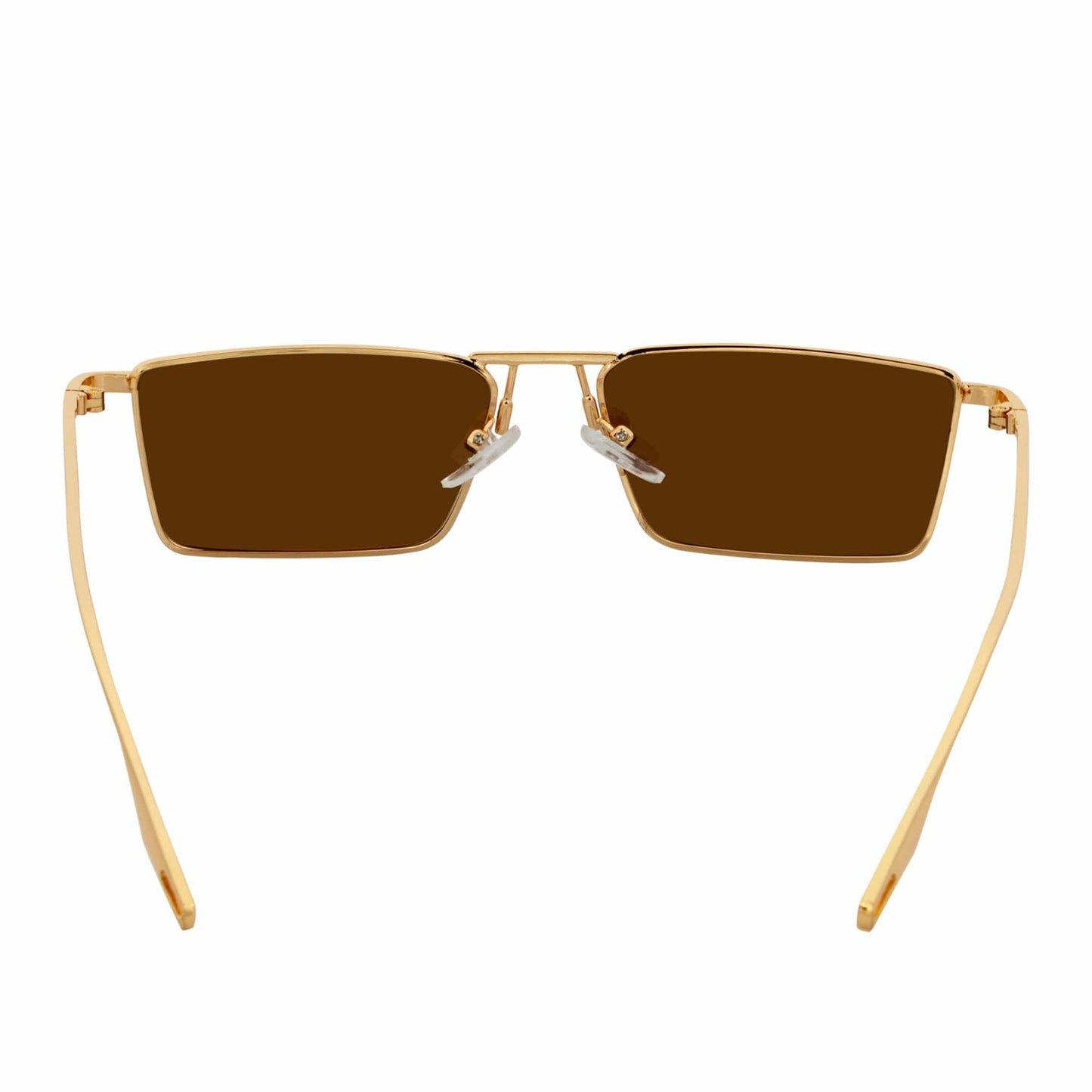 ZUIKO - Small Retro 90s Fashion Metal Rectangle Sunglasses Gold Brown Tint