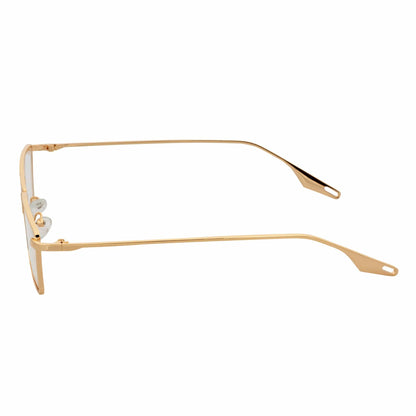 ZUIKO - Small Retro 90s Fashion Metal Rectangle Glasses Gold Clear Blue Light Lens