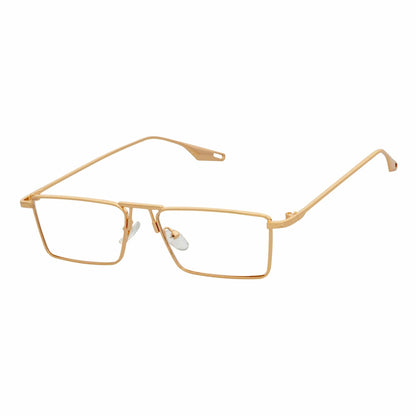 ZUIKO - Small Retro 90s Fashion Metal Rectangle Glasses Gold Clear Blue Light Lens
