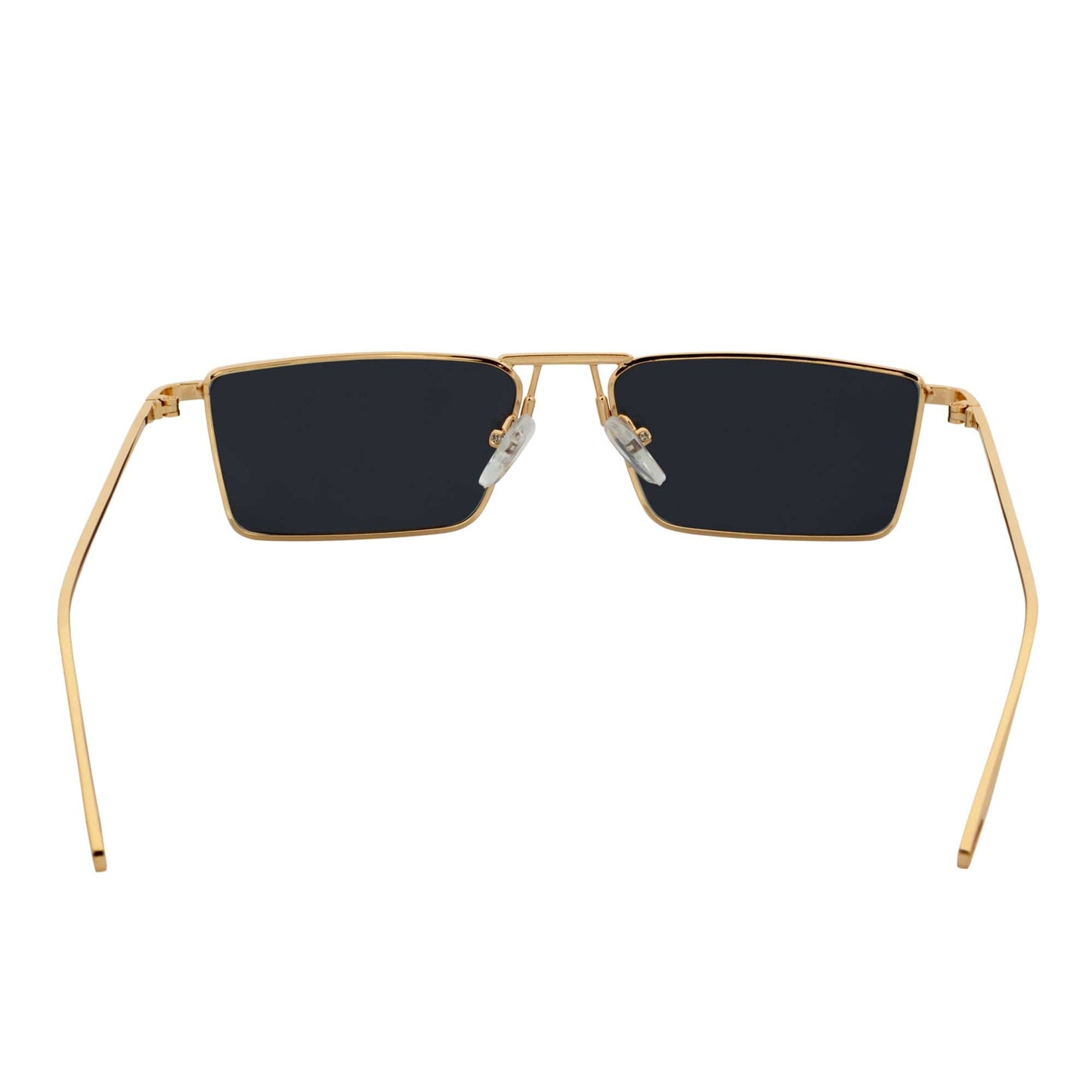 ZUIKO - Small Retro 90s Fashion Metal Rectangle Sunglasses Gold Smoke Tint