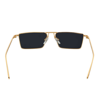 ZUIKO - Small Retro 90s Fashion Metal Rectangle Sunglasses Gold Smoke Tint