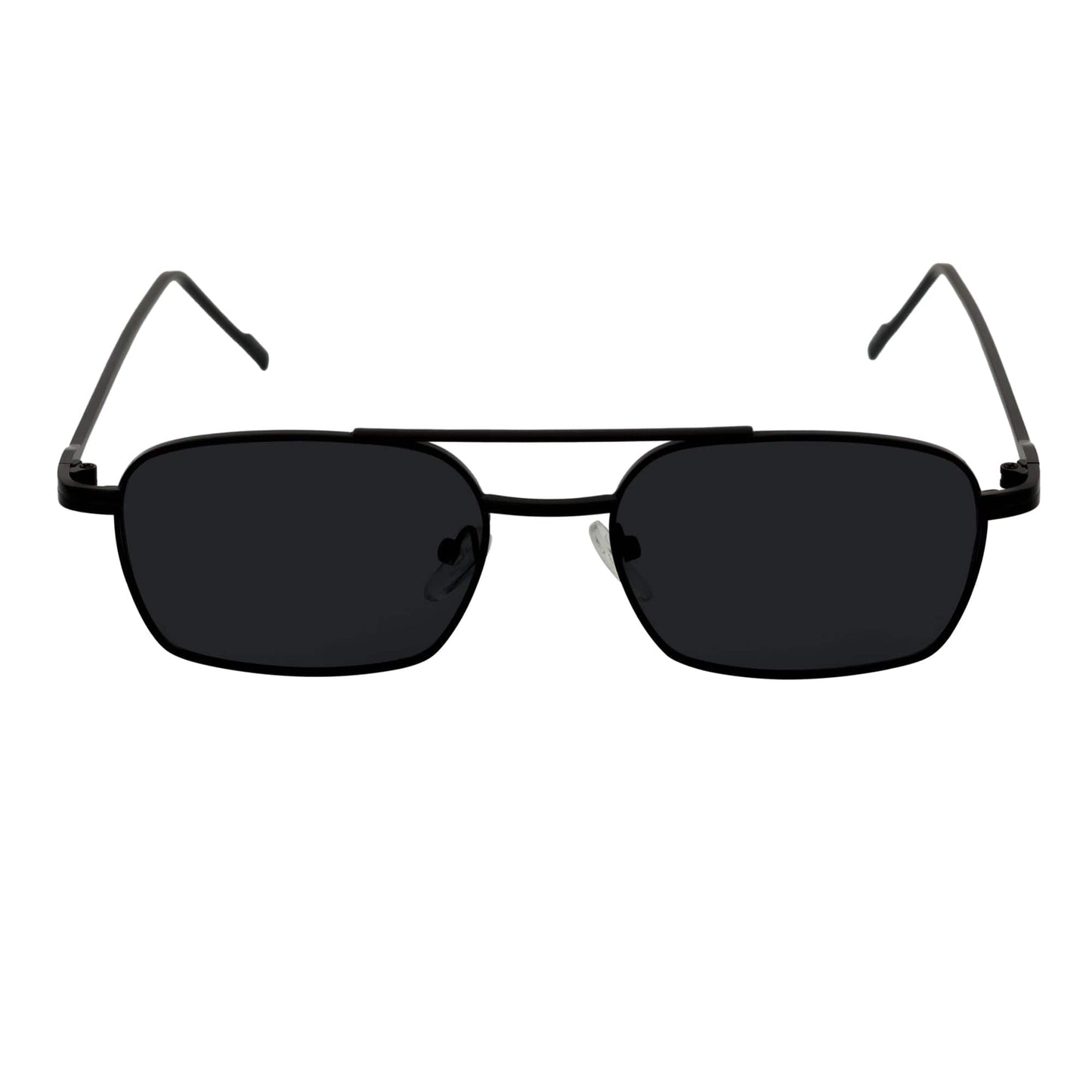 NEUMANN - Retro 90s Fashion Metal Small Rectangle Sunglasses Black Smoke