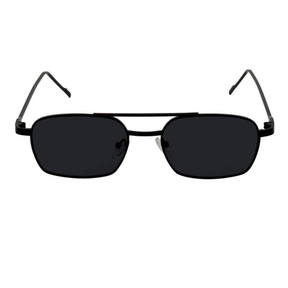 NEUMANN - Retro 90s Fashion Metal Small Rectangle Sunglasses Black Smoke