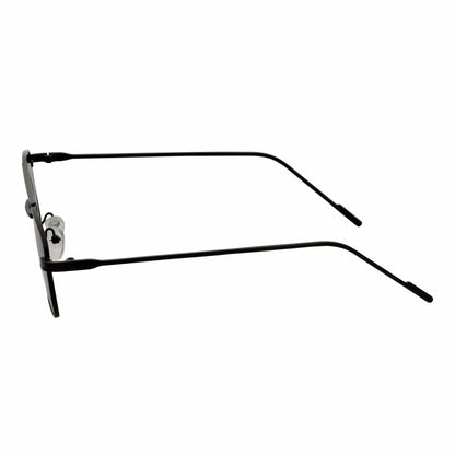 NEUMANN - Retro 90s Fashion Metal Small Rectangle Sunglasses Black Smoke