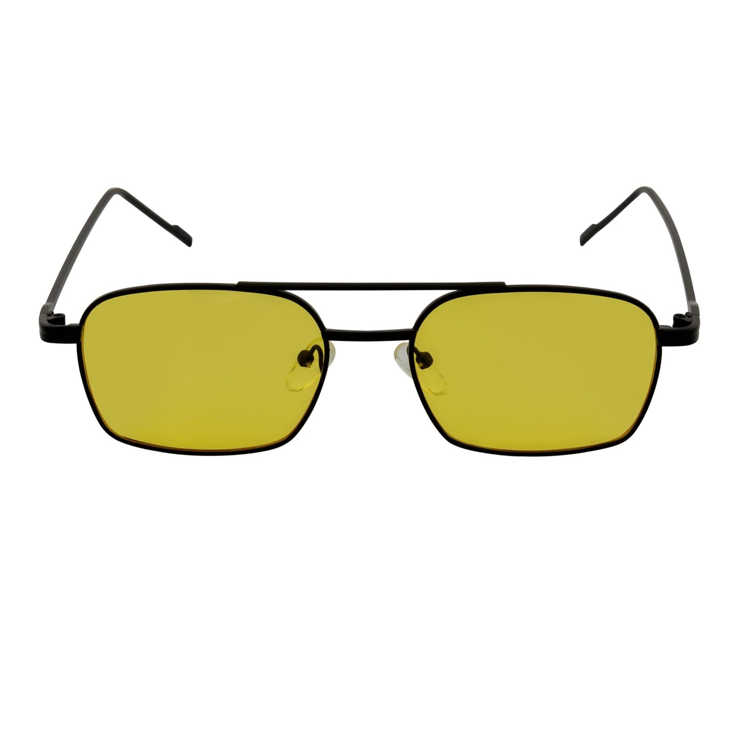 NEUMANN - Retro 90s Fashion Metal Small Rectangle Sunglasses Black Yellow