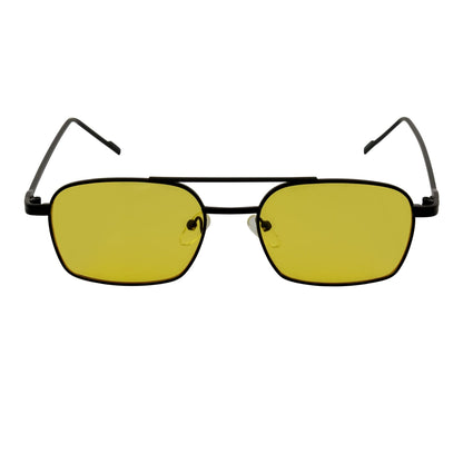 NEUMANN - Retro 90s Fashion Metal Small Rectangle Sunglasses Black Yellow