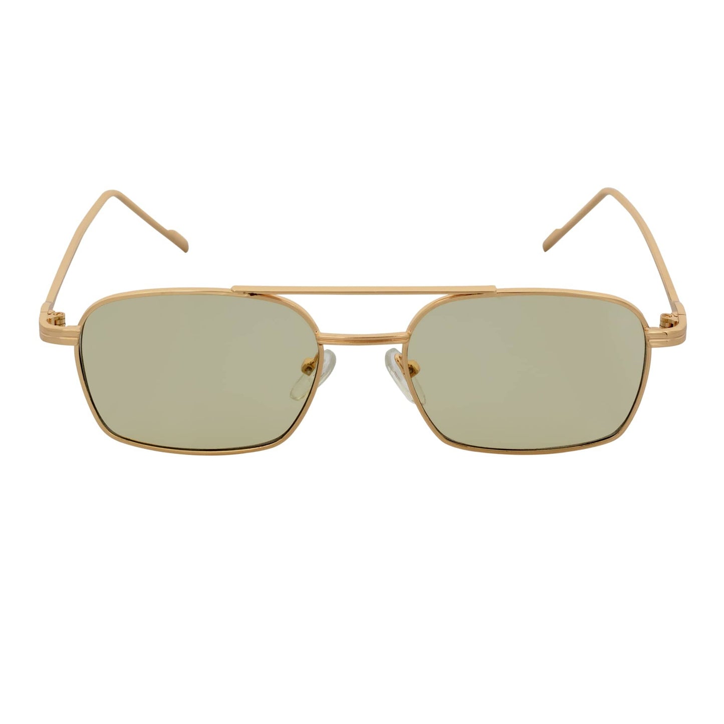 NEUMANN - Retro 90s Fashion Metal Small Rectangle Sunglasses Gold Yellow