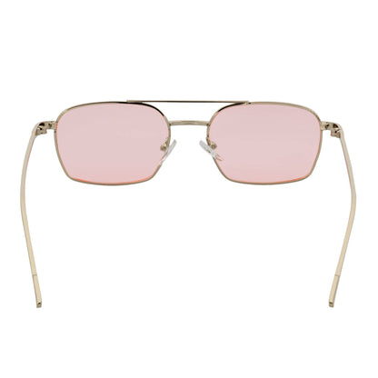 NEUMANN - Retro 90s Fashion Metal Small Rectangle Sunglasses Silver Pink