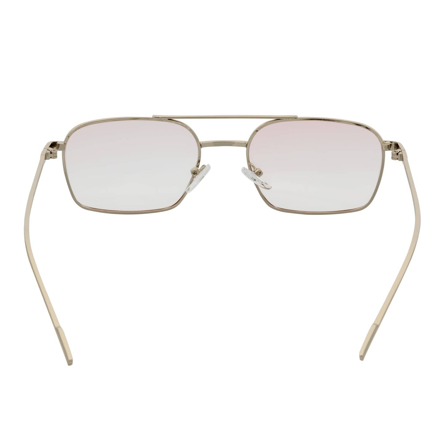 NEUMANN - Retro Small Metal Rectangle Sunglasses Silver Pink-Clear Fade