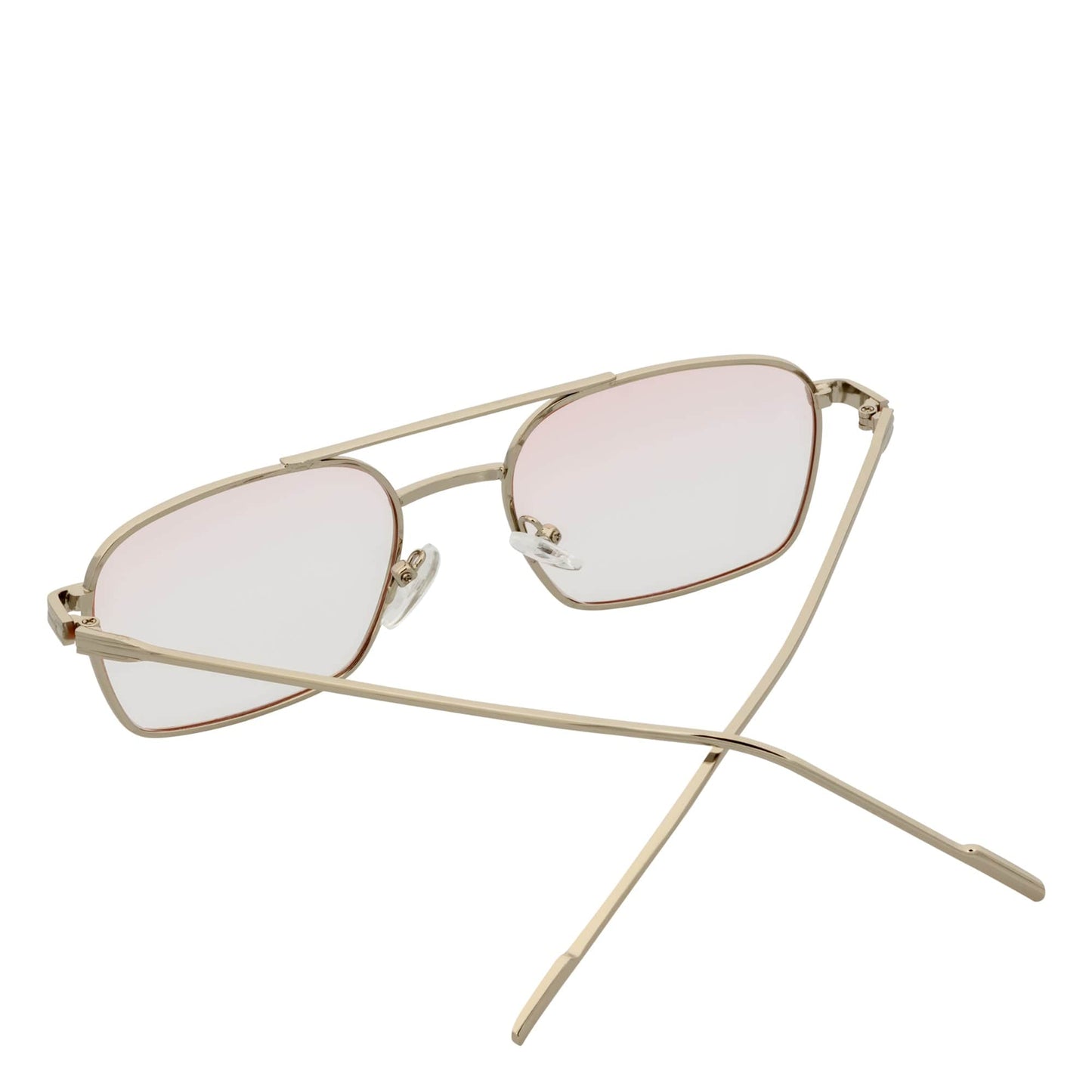 NEUMANN - Retro Small Metal Rectangle Sunglasses Silver Pink-Clear Fade
