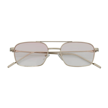 NEUMANN - Retro Small Metal Rectangle Sunglasses Silver Pink-Clear Fade
