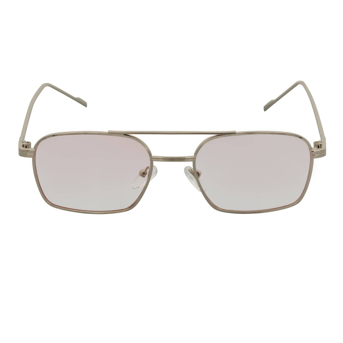 NEUMANN - Retro Small Metal Rectangle Sunglasses Silver Pink-Clear Fade
